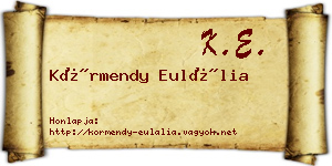 Körmendy Eulália névjegykártya